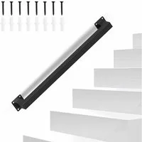 Clanmacy Treppengeländer Handlauf Set Metall Schwarz pulverbeschichteter Treppenhandlauf 60cm, 60 cm Länge