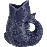 CEPEWA Dekovase Vase Fisch 'Blubb' 15x17x9cm Dolomit dunkelblau Blumenvase Griff