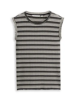 Denim Tom Tailor - Top mit Streifenmuster black white gradient stripe - Gr. - S