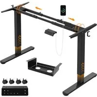 HOMALL Schreibtisch 100-160cm, Elektrisch höhenverstellbares Gestell, Super Belastung (Doppel- Motor-Antrieb,Geaignet fur Tischplatten mit einer GroBe von 120-180 cmund einer maximalen Tragkrait von 130 kg Inkusive Kabelmanagementbox und Rollen)