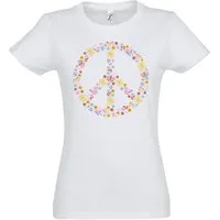 Youth Designz T-Shirt Peace Flowers Damen Shirt mit Trendigem Retro Look