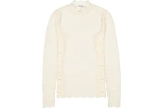 Garcia - Langarmshirt aus Spitze weiß - Gr. - S