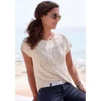 LASCANA Rundhalsshirt mit Schriftzug aus Strasssteinen aus sommerlicher French Terry-Qualität aus Viskose