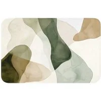 OnlyWow WC-Vorleger Japandi - Abstrakt - Grün, Höhe 10 mm, Polyester, Rechteckig, WC Teppich, Toilettenvorleger, Toilettenteppich, Badematte 60x40 cm