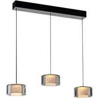Paul Neuhaus LED Pendelleuchte RIKA, 3-flammig, Rauchfarben, Schwarz, Metall, Dimmfunktion, Memoryfunktion, LED fest integriert, Extra-Warmweiß, Lampenschirme aus Glas, Höhenverstellbar, B 71 x H 180 x T 15 cm