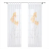 Joyswahl Gardine (1 St), Schlaufen, transparent, Vorhänge Voile Fensterschal Modern Blumen Muster