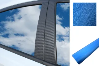 6x PREMIUM A B C Säule Tür Leisten Auto Folie Wrap Set in Alu gebürstet Blau