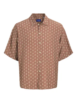 JACK&JONES - JORMARSHALL ISLINGTON AOP SHIRT SS SN arabian spice - Gr. - S