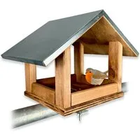 gartenetage Vogelhaus Balkonvogelhaus mit Metalldach – wetterfestes Futterhaus für Wildvögel, Rotkehlchen & Spatzen – robuste Vogelstation für Balkon & Terrasse