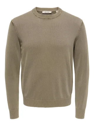 ONLY&SONS - ONSGARSON LS REG WASH CREW KNIT VD Chinchilla - Gr. - L
