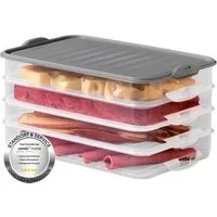 uandu home Frischhaltedose Aufschnittboxen für Kühlschrank, Wurst Aufbewahrung Kühlschrank, (Aufschnittbox Stapelbar, Kühlschrank Organizer, BPA Frei Kunststoff, Frischhaltedosen mit Deckel, Aufschnittdosen), BPA Frei, Dishwasher Safe, Reusable