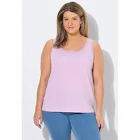 Ulla Popken Longtop Top Rippjersey Spitze Rundhals ärmellos