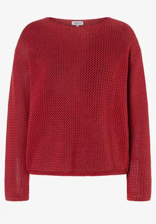 MORE & MORE - Ajour-Pullover rot - Gr. - 44