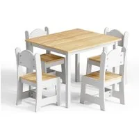 LEADZM Kindertisch Kindertisch mit 4 Stühlen, Kindersitzgruppe, Kinder Tisch Stuhl Set