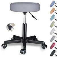 Zedelmaier Hocker Drehhocker Bürohocker Barhocker Arbeitshocker Polsterung, 44-58cm Höhenverstellbarer, 360°drehbar mit 5 Rollen