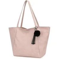 TAN.TOMI Schultertasche Magnetverschluss Umhängetasche Shopper Bag mit Reißverschluss, Mit Innentaschen, dekorative Anhänger für Arbeit Einkauf Reisen