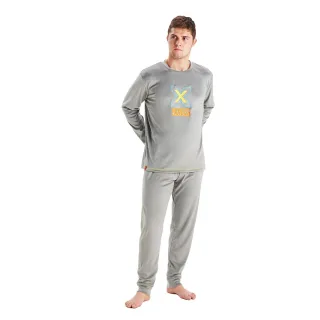 MU3 Herren-Pyjama aus Samt mit Rundhalsausschnitt und langen Ärmeln