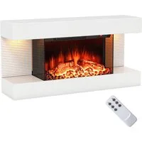 COSTWAY Elektrokamin, mit Heizung & LED-Seitenlichtern, Wandkamin 1500W