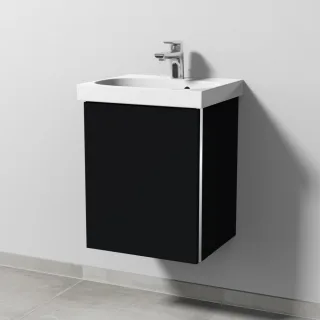 Sanipa 3way Waschtischunterbau zu Geberit Acanto Waschtisch mit 1 Tür, Schwarz-Matt BS41308