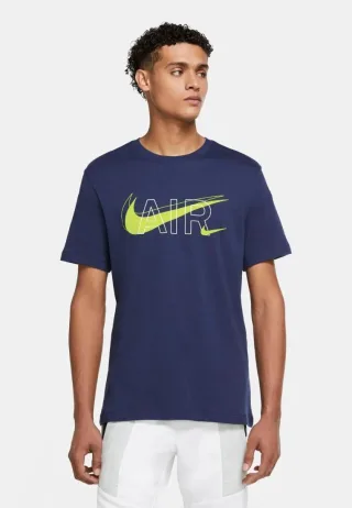 Nike Air Print Herren-Sportswear-T-Shirt mit mehreren Swooshs in Marineblau
