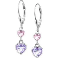 Limana Paar Ohrhänger 925 Silber Herz hängende Brisur Ohrringe für Kinder Mädchen rosa lila (Geschenk Weihnachten Geburtstag Nikolaus Ostern Weihnachtsgeschenk), Kinderohrringe Mädchenohrringe Kinderschmuck Schmuck