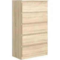 Masseno Kommode NUDO 70 cm Sideboard mit 5 Schubladen Eiche Sonoma