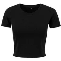 Build Your Brand Rundhalsshirt Damen Cropped Tee / Single Jersey / Kurz geschnitten