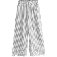 Next Palazzohose Gestreifte Hose mit Lochstickerei und weitem Bein (1-tlg)