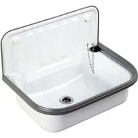 Tuganna Waschbecken Weiß A2, Stahl Ausgussbecken emailliert weiß 51x33x37cm