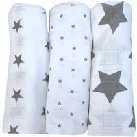 Babymajawelt Stoffwindeln Baby Mullwindeln "Stars" 80x80 cm 3er Pack, Premium Spucktücher (Starter Set, 3-St., Packung), Made in Europe, Sterne, besonders hautfreundlich und atmungsaktiv