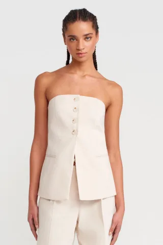 Bügelose Gewebte Bandeau Bluse