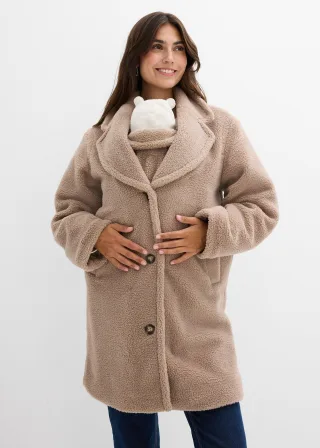 bonprix 2-in-1 Umstandsmantel mit Trageeinsatz, braun, Gr.42, Kuscheliger Umstandsmantel aus Teddyfleece mit Babyeinsatz
