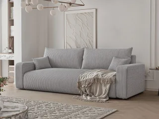 Sofa 3-Sitzer mit Schlaffunktion LUNA in Stoff Poso Hellgrau