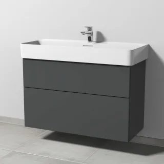 Sanipa 3way Waschtischunterbau zu Laufen VAL Waschtisch mit 2 Auszügen, Anthrazit-Matt SM82422