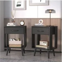OYRREU Nachttisch Set mit Schubladen, 2 platzsparende Nachtkommoden, OTTO'S CHOICE (Holzoptik 40x30x60 cm, 2-St., Nachtschrank-Set 2-tlg. Kombination), 2er Beistelltisch platzsparendes Design, harmonisch
