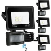 Clanmacy LED Flutlichtstrahler LED Fluter mit Bewegungsmelder 4X 10W Außenleuchte Kaltweiß Spotlight