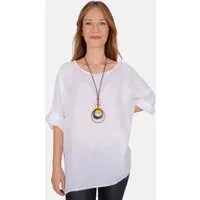 Seasons of April Kurzarmbluse LINA OVERSIZED Weit geschnittene Leinenbluse