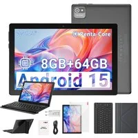 XGODY TAB N01 Tablet 10 Zoll, Android Tablet, 64GB ROM (TF 1TB), 5G WiFi Tablet (10.1", 64 GB, Android 15, 6000 mAh inkl. deutscher Bluetooth-Tastatur, Stift & Hülle – WiFi)