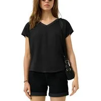 QS Kurzarmshirt mit V-Ausschnitt und Spitze