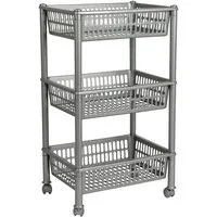 Plast Team Beistellwagen plast team Aufbewahrungs-Trolley, mit 3 Körben, silber