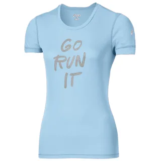 Asics rennen Sie es Frauen hellblaues T-Shirt