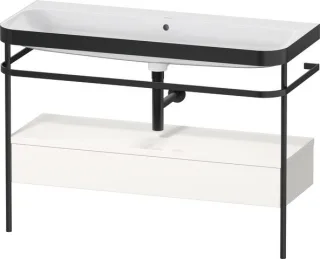 Duravit Happy D.2 Plus c-bonded Set mit Metallkonsole und Schubkasten Weiß Hochglanz 1175x490x850 mm HP4744N22220000