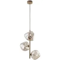 Licht-Erlebnisse Pendelleuchte UMERA, ohne Leuchtmittel, Metall Rauchglas G9 B: 29 cm H: max. 90 cm Beige Cognac 3-flammig