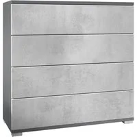 Vladon Kommode Pavos V3 (Sideboard, mit 4 Schubladen), Anthrazit matt/Beton Oxid Optik (76 x 76 x 35 cm)