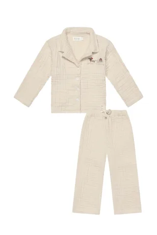 Leevje Musselin Pyjama Set Dackel - Cappuccino 86/92