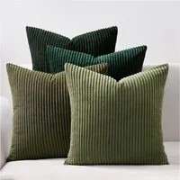 Topfinel Kissenbezüge 4er Set Kordsamt, flauschig Farbverlauf, Gestreift, sofa kissen dekokissenbezug 40x40cm kissenbezug kuschelig