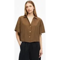 s.Oliver Kurzarmbluse Bluse Strukturierte Viskosemix-Bluse im Boxy Fit
