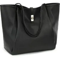 TAN.TOMI Schultertasche Damen Umhängetasche PU Leder Tote Shopper Bag Reise Geldbörse, Mit Drehverschluss und Innentasche für Arbeit, Schule, Einkauf