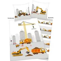 Herding Young Collection Kinderbettwäsche Baustelle, Renforcé, 2 teilig, mit tollem Motiv