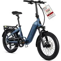DERUIZ E-Bike Klapprad Peridot 20 × 3 Zoll, bis 143 km, Bluetooth und App, 8 Gang SHIMANO SHIMANO ALTUS 11-32T Schaltwerk, Kettenschaltung, Heckmotor, 500 Wh, (mit Akku-Ladegerät mit Werkzeug), Federsattelstütze